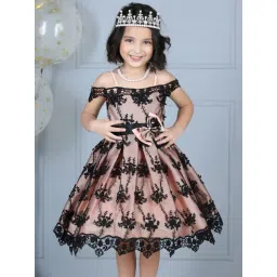 Dress My Angel Kids Black & Pink Embroidered Dress-picture-35