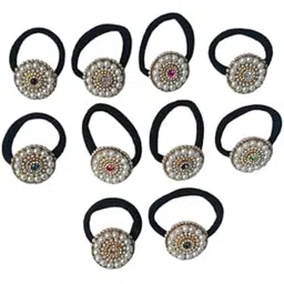 dress to match Charming Stylish Beads Kundan Hair Band Pack of 5 - Assorted-picture-16