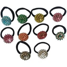 dress to match Charming Stylish Drop Shape Kundan Hair Band Pack of 5 - Assorted-picture-14