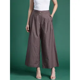 dressberry bizwear DressBerry Women Cotton Flared Pleated Trousers-picture-20