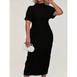 dressberry curve DressBerry Women Checked Sheath Midi Dress-picture-22