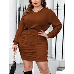 dressberry curve DressBerry Women V - Neck Sheath Dress-picture-34