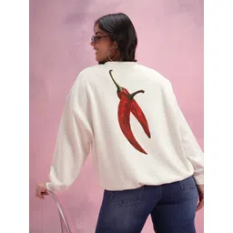 DressBerry Curve Graphic & Typography Printed Drop-Sleeves Relaxed Fit Fleece Sweatshirt-picture-12