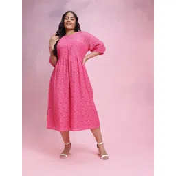 DressBerry Curve Plus Size Floral Lace Fit & Flare Midi Dress-picture-27