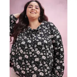 DressBerry Curve Plus Size Floral Print Tie-Up Neck Top-picture-13
