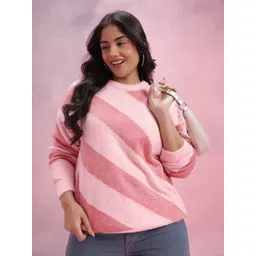 DressBerry Curve Plus Size Self Striped Pullover-picture-34