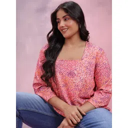 DressBerry Curve Square Neck Abstract Print A-Line Top-picture-20