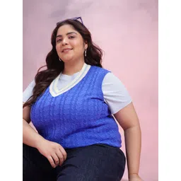 DressBerry Curve Women Cable Knit Acrylic Sweater Vest-picture-26