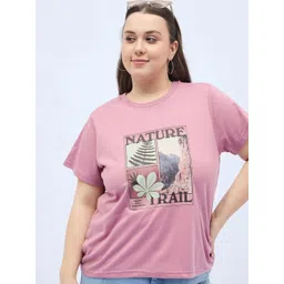 DressBerry Curve Women Graphic Printed Round Neck Cotton Relaxed Fit T-shirt-picture-28