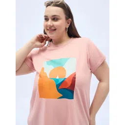 DressBerry Curve Women Plus Size Graphic Printed Round Neck Oversized T-shirt-picture-30