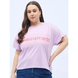 DressBerry Curve Women Plus Size Typography Printed Round Neck Relaxed Fit T-shirt-picture-25