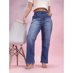 DressBerry Curve Women Straight Fit Mid-Rise Light Fade Stretchable Jeans-picture-26