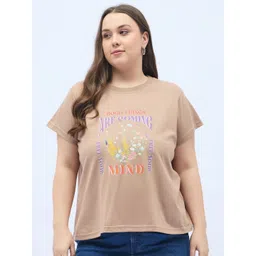 DressBerry Curve Women Typography Printed Round Neck Cotton T-shirt-picture-29