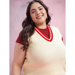 DressBerry Curve Women V-Neck Acrylic Sweater Vest-picture-38