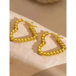DressBerry 18K Gold Plated Stainless Steel Twisted Heart Shaped Hoop Earrings-picture-26