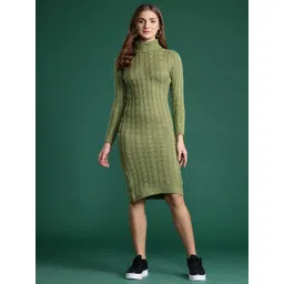 DressBerry Acrylic High Neck Sweater Dress-image-39