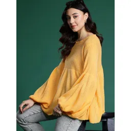 DressBerry Acrylic Puff Sleeves Pullover-image-25