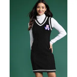 DressBerry Acrylic Sleeveless Mini Sweater Dress-image-33