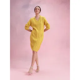 DressBerry Acrylic V-Neck Sweater Dress-picture-20