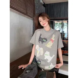 DressBerry Animal Printed Round Neck Cotton T-shirt-picture-32