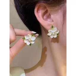 DressBerry Artificial Stones Studded Floral Shaped Korean Drop Earrings-picture-33