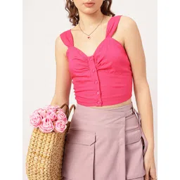 DressBerry Barbiecore Ruched Ready Strappy Crop Top-picture-29