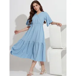 DressBerry Bell Sleeve Fit & Flare Midi Dress-picture-22
