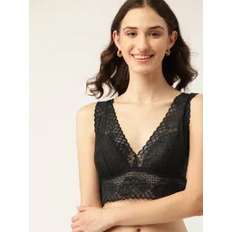 DressBerry Black Floral Lightly Padded Lace T-shirt Bra-picture-40