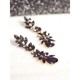 DressBerry Black Gold-Plated Stone-Studded Contemporary Drop Earrings-picture-40
