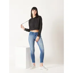 DressBerry Black Hooded Pure Cotton Crop Sweatshirt-picture-22