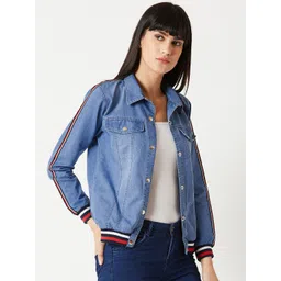 DressBerry Blue Spread Collar Denim Jacket-picture-38