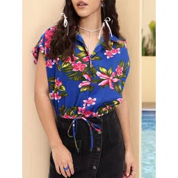 DressBerry Bouquet of Style Floral Printed Shirt Style Crop Top-picture-21
