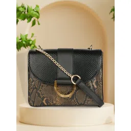 DressBerry Brown & Black Textured Sling Bag-image-23