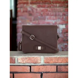 DressBerry Brown PU Structured Sling Bag-picture-27