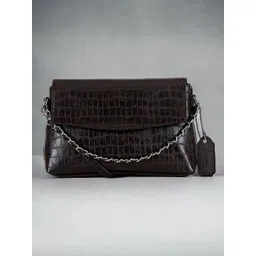 DressBerry Brown Textured PU Oversized Miniature Sling Bag-image-19