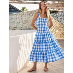 DressBerry Checked Fit & Flare Maxi Dress-picture-24