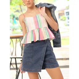 DressBerry Colour Pop Striped Peplum Top-picture-26