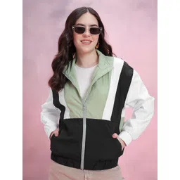 DressBerry Colourblocked Mock Collar Bomber Jacket-picture-33