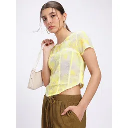 DressBerry Corset Style Fuzzy Abstract Print Top-picture-16