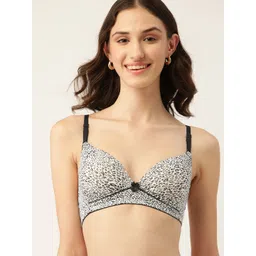 DressBerry Cream-Coloured & Black Animal Printed Lightly Padded Bra-picture-29