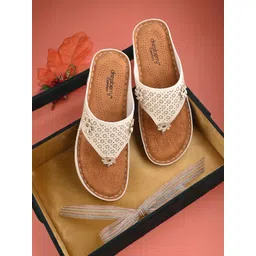 DressBerry Cream-Coloured Textured Comfort Open Toe Flats With Laser Cuts-picture-20