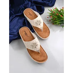 DressBerry Cream Embellished Ethnic Open Toe Flats-picture-26