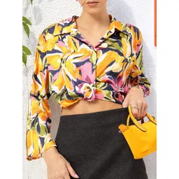 DressBerry Delicate Dance Satin Floral Print Slit Sleeve Top-picture-32