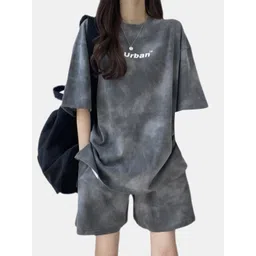 DressBerry Dyed Printed Round Neck T-Shirt With Shorts-picture-30