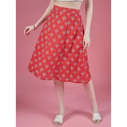 DressBerry Ethnic Printed Pure Cotton A Line Knee Length Skirt-picture-25