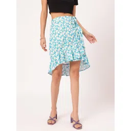 DressBerry Floral Fusion Tie-Up Asymmetric Flounce Hem Mini Skirt-picture-32