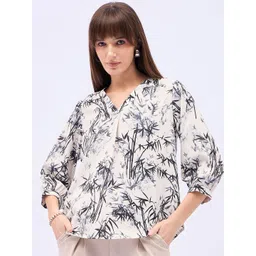 DressBerry Floral Print Puff Sleeve Satin Top-picture-19