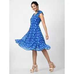 DressBerry Floral Printed Georgette A-Line Dress-image-18