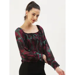 DressBerry Floral Printed Smocked  Georgette Top-picture-28