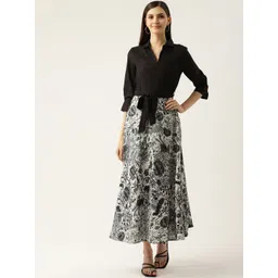 DressBerry Floral Printed Tie-Ups Detailing Maxi Dress-image-38